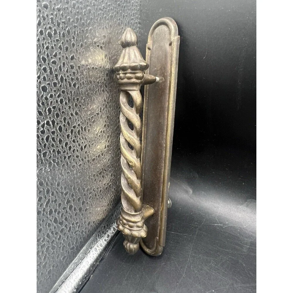 Vintage N3391 Brass Drawer Pull 4” Centers 7” Ornate Twisted Dresser Handle